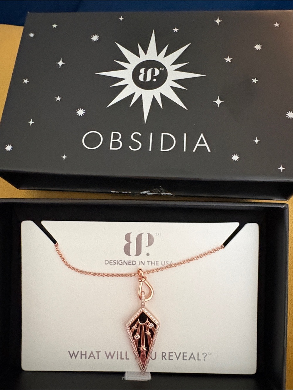 Obsidia Rose Gold Geometric Pendant Necklace